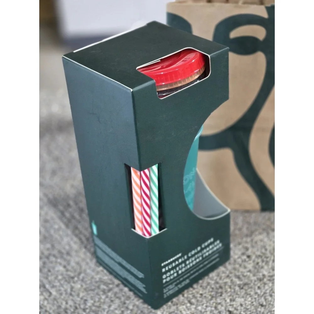 Starbucks Reusable Cold Cups 5-Pack Set 24oz Teal/Red/Gray